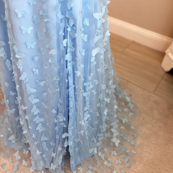 NEW, Pastel Blue Dress, Butterfly Dress, Baby Blue, Prom Dress, NWOT Size L - Picture 5 of 7